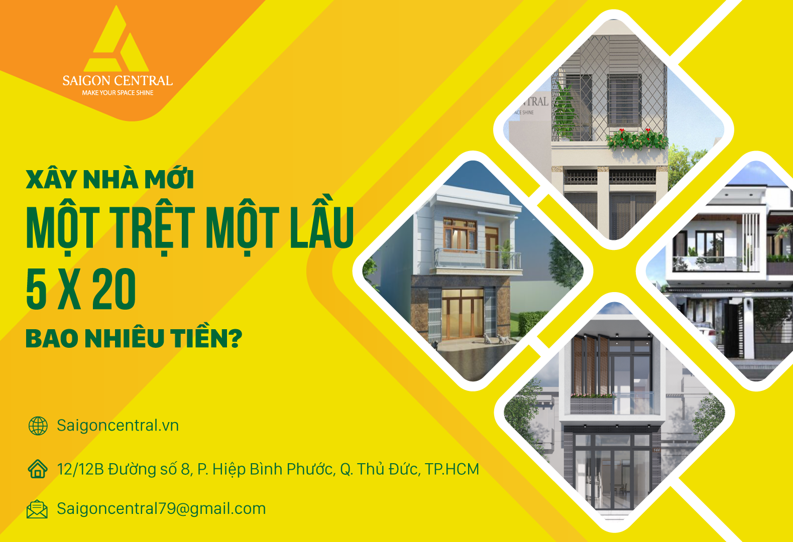 Xây nhà mới một trệt một lầu 5×20 bao nhiêu tiền? 