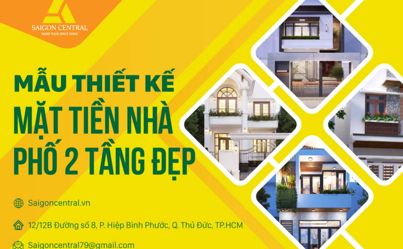 Mẫu thiết kế mặt tiền nhà phố 2 tầng đẹp